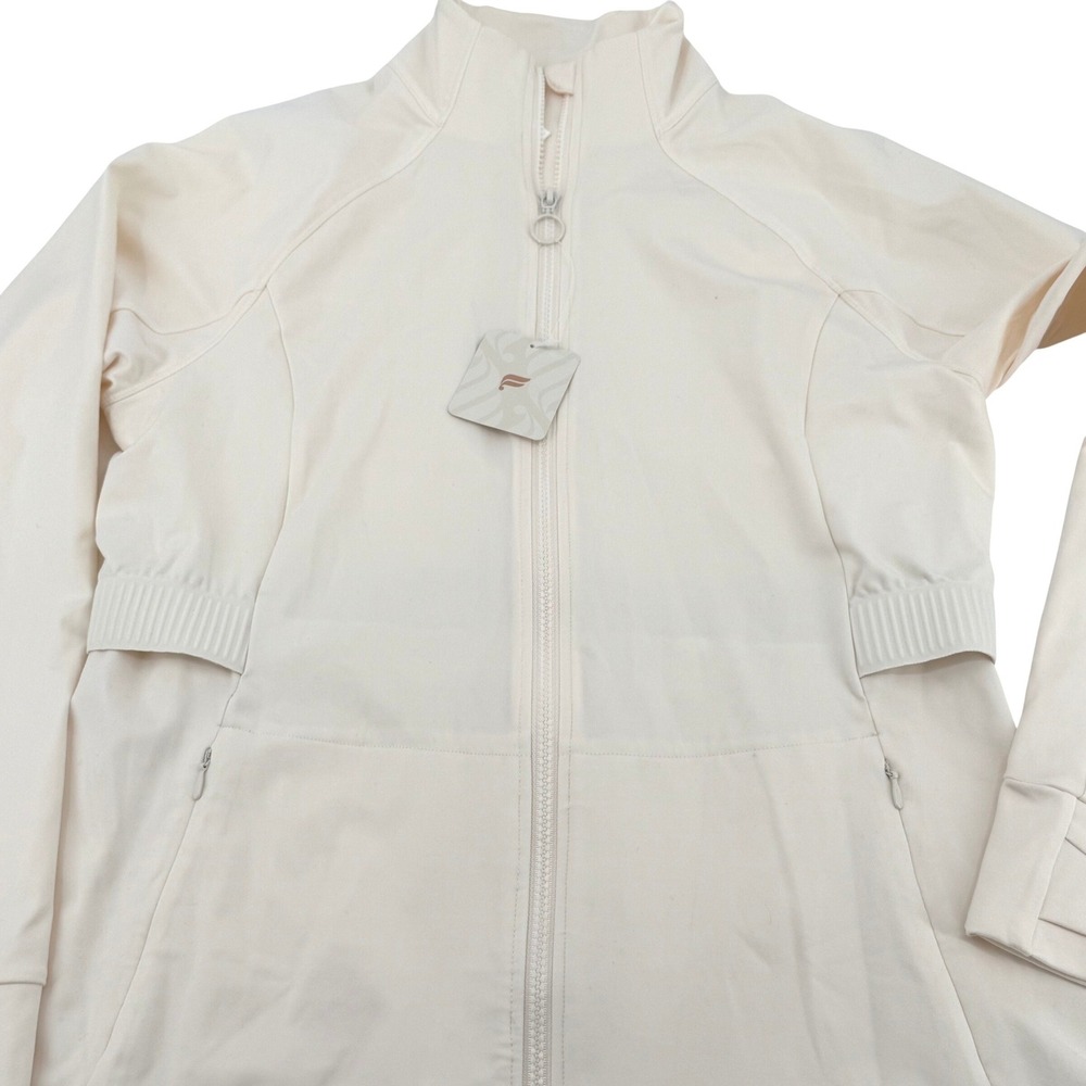 NWT Fabletics Trinity Performance Jacket Cream Full Zip Athleisure Size XL - Picture 4 of 9